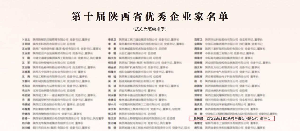 优德唯一官网科技入选“陕西省民营企业50强”，，，，，，，，董事长高月静获评“陕西省优良企业家”